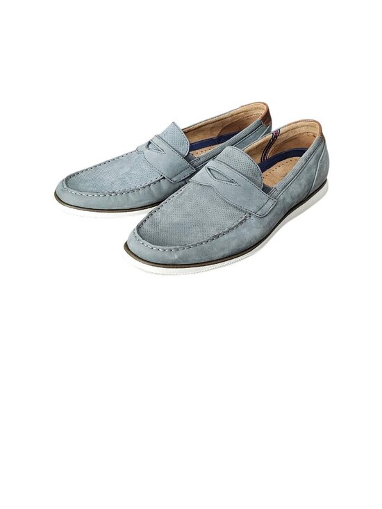 Florsheim Mens Atlantic Moc Toe Nubuck Leather Penny Loafer Slip On Shoe Gray 10 main image 8